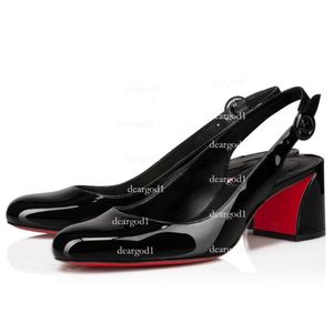 Zomer luxe rode bodems hiel desugner sandalen schoenen dus jane sling patent kalf lederen dames slingback dame rond teen dagelijkse wandeling eu36-42 met originale doos 37