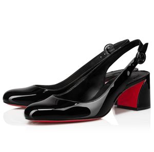 Été luxe rouge Desugner sandales chaussures So Jane Sling en cuir de veau verni femmes Slingback Lady bout rond marche quotidienne EU35-43 boîte originale