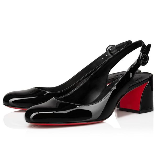 Été luxe rouge Desugner sandales chaussures So Jane Sling en cuir de veau verni femmes Slingback Lady bout rond marche quotidienne EU35-43 boîte originale