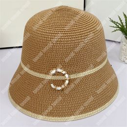 Zomer luxe stro kucket hoed dames strandhoeden heren mode mode gras vlecht emmer hoeden patchwork causale gepaste petten vakantie casquette bob