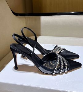 Zomer luxe vrouwen antistolling audrine sandalen schoenen kristal verrijkt puntige teen slingback feestje bruiloft hoge hakken jurk schoen elegant wandelen EU35-43
