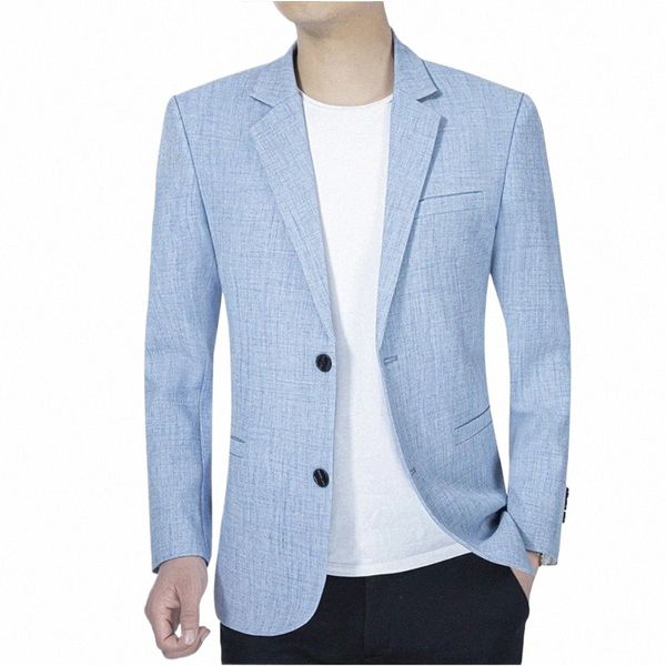 Traje de hombre de verano Chaqueta de un solo pecho Muesca Solapa Trajes causales Boda Novio Prom Busin Traje Chaqueta para hombre 1 pieza V7VT #