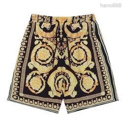 Médise d'été Barocco Shorts en soie imprimé maillot de bain noir Half Man Short surdimensionné de nage