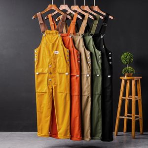 Zomer mannen Bib broek Solid Color Casual Jumpsuits Women Streetwear Joggers Multi -zakken Fashion Suspenders Cargo Overalls 240509