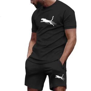 Summer Men Breatchable Set Tshirt à manches courtes et le fitness Jogging Sportswear Man Print 2 pièces Tops 240430