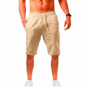 Summer Men Cott Lin Shorts Respirant Casual Sport Shorts Mâle Lâche Gym Basketball Shorts Running Pantalons de survêtement Homme Vêtements m9mz #