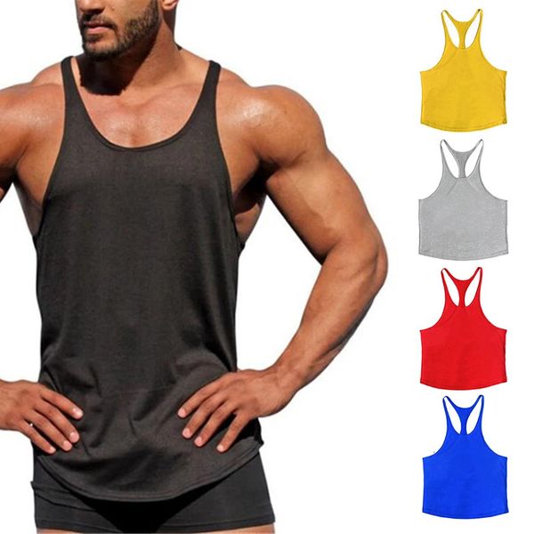 Été Hommes Coton Débardeur Chemise Sans Manches Bodybuilding Gym T-shirt Sport Gilet Singlets Soild Football Débardeur Homme Gym Vêtements 240321