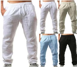 Men d'été pantalon de coton Linho Verao Calcas Dos Homens com cordao pantalon lâches massif Solids Harem Linen pantalon Pantalon CX2006291204028