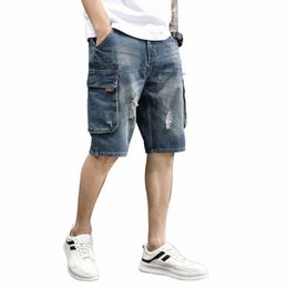Men d'été Pantalons courts en jean recadré des jeans coréens Fi Shorts V1R9 #