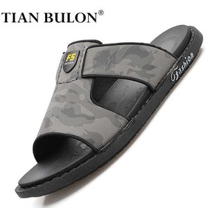 Zomer Mannen Designer Slippers Soft-Soled Lederen Flip-flops Heren Comfortabele Romeinse sandalen Antislip Strandschoenen voor Mannen Zapatos 210721