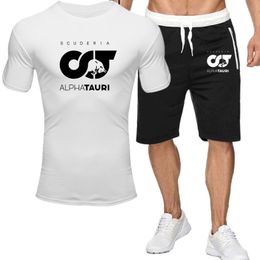 Été hommes F1 Scuderia Alpha Tauri Racer Pierre Gasly Yuki Tsunoda mode à manches courtes coton surdimensionné T-shirt + short ensemble