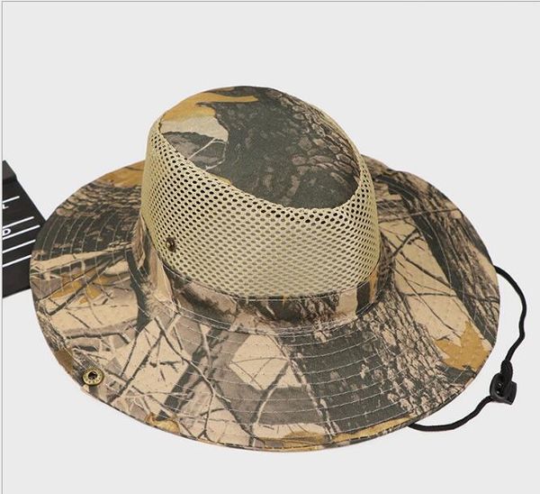 Chapeau de pêche d'été pour hommes, chapeau de soleil en maille de Camouflage, seau de pêcheur, feuille d'érable kryptek, casquette de Cowboy cool