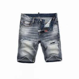 Summer Men Hole Denim Pantalones cortos Mendigo de moda Pop Jeans Shorts#W1