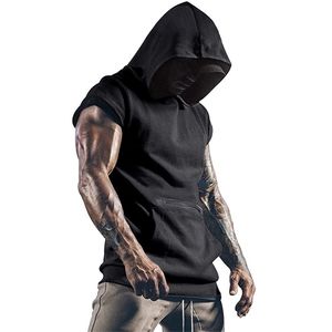 Hommes d'été T-shirt à capuche Couleur unie Tee-shirt à manches courtes avec poche O-Cou Slim Fit Mâle Fitness Chemise Tank Vest 210716