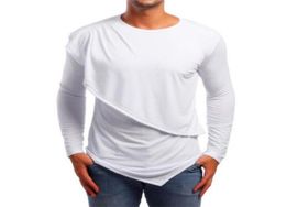 Personnalité des hommes d'été T-shirt à manches longues irrégulières Tops Tshirt Mens Nightclub Hop Hop Vêtements Streetwear Singer Stage 5150208