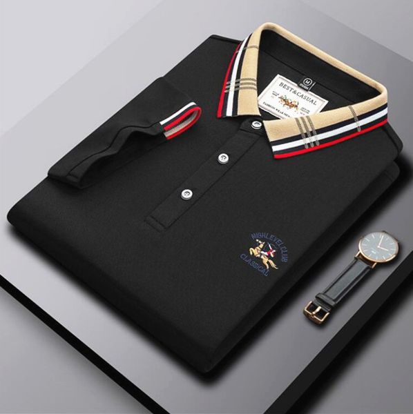 Été Hommes Polos Business Revers Chemise Casual Manches Courtes Brodé Polo Top Slim Fit T-shirt M-4XL Mâle Tee Haute Qualité Designer