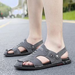 Zomer heren 2024 Anti-Odor lederen sandalen zachte zool anti-slip Casual dual-use strandschoenen 92