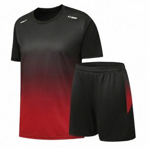 zomer heren en dames gradiënt sportpak korte mouwen shorts, ijszijde sneldrogende hardloopkleding, nieuwe trend en fi f05K #