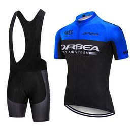 Zomer heren fietskleding korte mouwen wielertrui Comfortabele ademend bib shorts pak Orbea Racing Sets