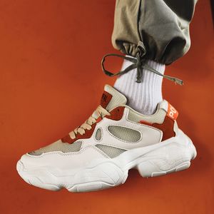 Été Hommes Respirant Mesh Petites Chaussures De Sport Blanches INS Chaussures De Papa Version Coréenne Hauteur De Fond Épais Augmentant Chaussures De CourseF6 Noir Blanc