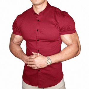 Zomer mannen Busin Shirts Gratis Ir Werk Zomer Anti-Rimpel Hoge Kwaliteit Shirts mannen Korte Mouwen 66dp #