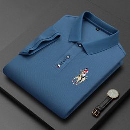 Zomer Heren Business Korte Mouw Polo Hals Katoenen T-shirt Jeugd Mode Effen Geborduurd Poloshirt Top T-shirt M-4xl 240111