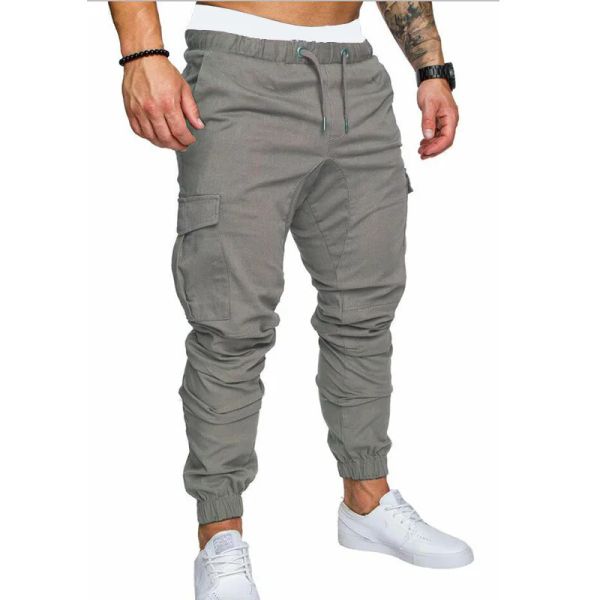 Pantalones Cargo de verano para hombre, pantalón sudadera deportiva informal con cordón, pantalones largos de marca para hombre, pantalones para correr del ejército, pantalones para hombre