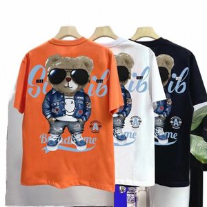 T-shirt d'été pour hommes T-shirt coréen Cool Bear à manches courtes Tops de haute qualité T-shirt blanc T-shirt à col rond Hommes Vêtements E10v #