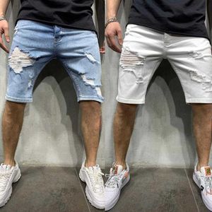 Pantalones cortos de mezclilla chinos de verano para hombre, pantalones cortos rectos para niño, pantalones cortos de pasarela para hombre, pantalones vaqueros rotos rotos de talla grande 2203245txo