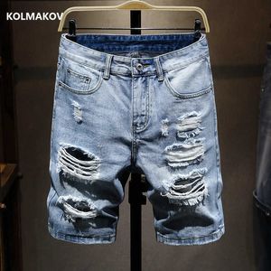 Été Hommes Denim Shorts Haute Qualité Hommes Jeans Shorts Coton Droite Mâle Bleu Casual Jeans Courts Hommes Taille 27-36 210714