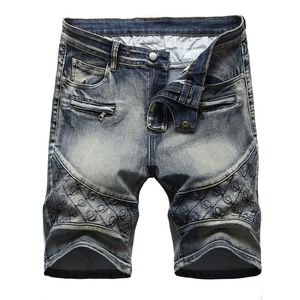 Jeans de créateur pour hommes d'été pantalon de jean court hommes hommes zipper trou de poche lavé le jean droit short bleu longueur