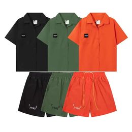 Summer Men S Designer de manga corta Setts Shorts Conjunto de algodón de algodón transpirable Traje de camisa D BE