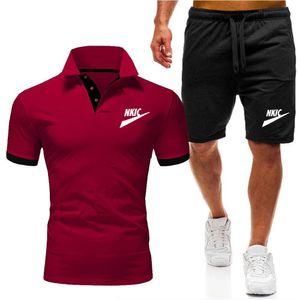 Zomer heren fitness mode mode heren casual sportkleding pak snel drogende sportpak korte mouw t-shirt + shorts 2-delige set