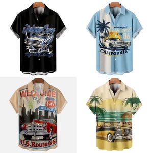 Summer Hawaiian Vintage Top 3d Car Imprimé Shirts décontractés en vrac Men de plage Aloha Shirt Clothing Ropa Hombre 5xl 230321