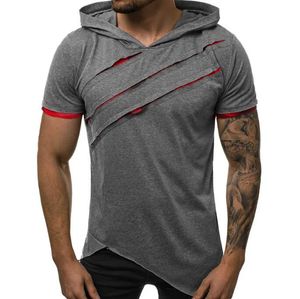 T-shirt à capuche pour hommes d'été décontracté Slim manches courtes sweat à capuche pour hommes grande taille 3XL solide Streetwear Homme extérieur High Street imprimé pull