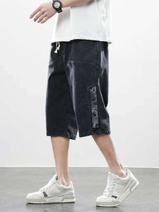 Summer des culottes de jeans pour hommes en denim shorts décontractés de la longueur de veau lavé coton coton pantalon capris big taille 8xl