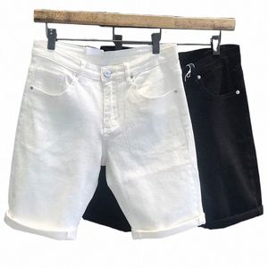 Zomer heren los rechte denim witte zwarte casual knie lengte jeans shorts r4qz#