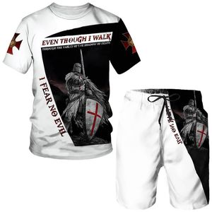 Traje de verano para hombre Templar Impreso en 3D Camiseta con cuello redondo y pantalones cortos Traje de dos piezas para hombre de la calle Ropa de hombre de gran tamaño 220615