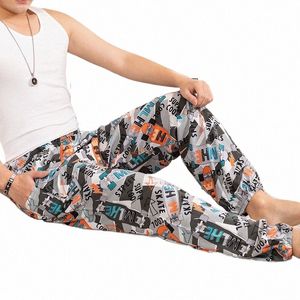 Zomer Mannen Broek Casual Losse Broek Nachtkleding Mannen Slaap Bodems Elastische Taille Mannelijke Thuis Broek Zachte Pyjama Nachtkleding t9ZR #