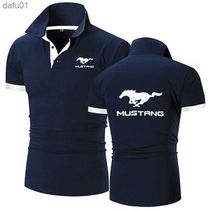 Polo de verano para hombre, estampado de Mustang, informal, de algodón de alta calidad, de manga corta, para hombre, camisetas clásicas Harajuku, camisetas personalizadas L230520