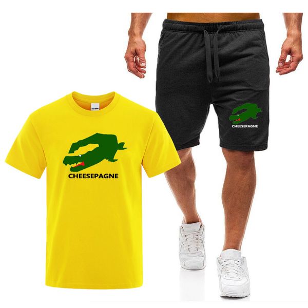 Été hommes imprimé T-shirt pantalon costume de sport 2 pièces marque vêtements de sport col rond à manches courtes vêtements amples pour hommes