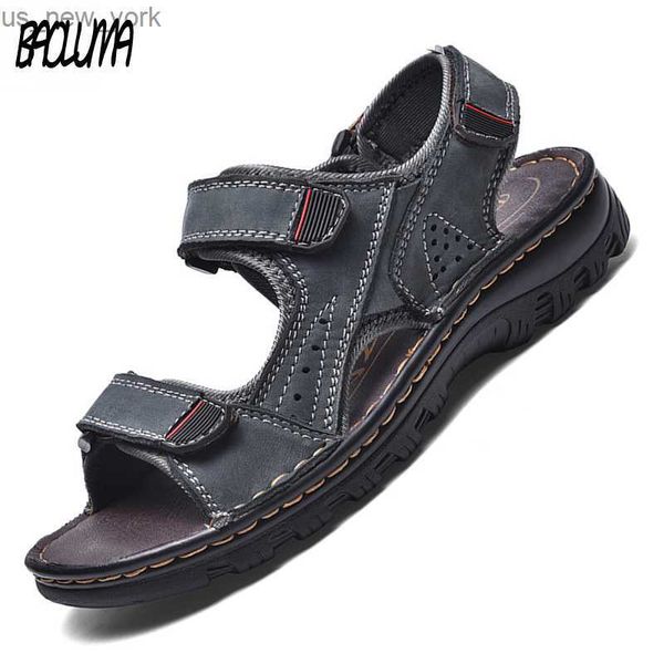 Sandalias de verano para hombre, sandalias de cuero transpirables para exteriores de cuero genuino, sandalias de vadeo ligeras hechas a mano, sandalias formales clásicas para hombre L230518