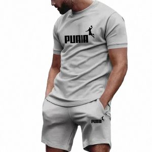 Zomer mannen Sets Fi Trainingspak Mannen Korte Mouw T-shirts + Sport Shorts Pak Mannen Casual Mannen Kleding heren Joggers Sets S-4XL k0NW #