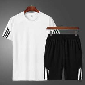 Short à manches courtes pour hommes d'été, costume de sport décontracté, trois barres, mode, grand costume, vêtements à séchage rapide, X0610