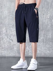 Summer Men's Short Ice Silk culotte de sport Pantalons capris étirés nylon rapides secs secs courts pantalons de sueur plus taille 8xl 836976
