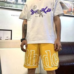 Pantalones cortos de verano para hombre Rhude Short Designer Sports Casual para hombre Pantalones sueltos de baloncesto de punto grande para mujer Pantalones cortos para hombre 819