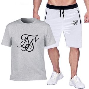 T-shirt de coton imprimé de siksilk pour hommes Sum