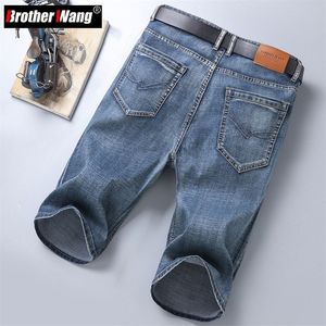 Zomer mannen S slanke fit korte jeans mode katoen stretch vintage denim s grijs blauwe broek mannelijke merk kleding 220715