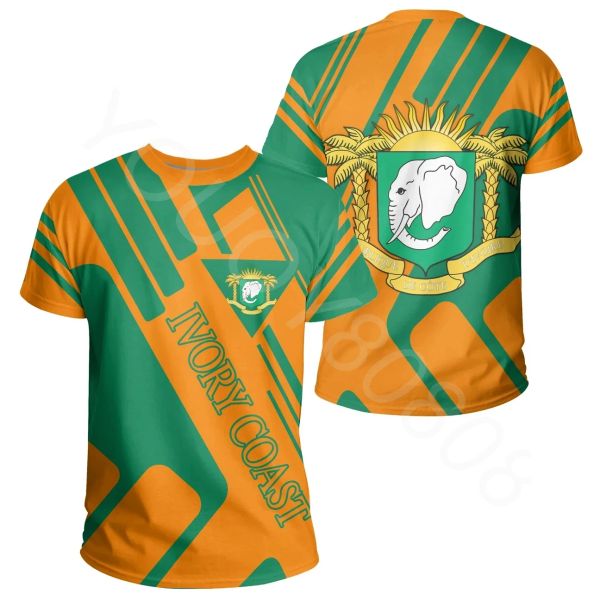 T-shirt masculin d'été élégant manche rond à manches courtes à manches africaines imprimées T-shirt - T-shirt de la Côte d'Ivoire style rocheux