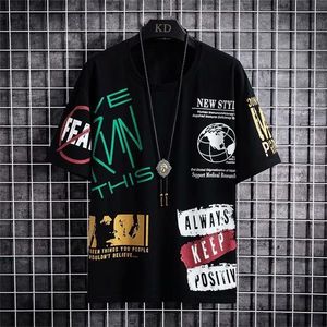 Zomer Mannen T-shirts Harajuku Mode Koreaanse Afdrukken Korte Mouw Tops Tee Mannen Casual Mannen Kleding Streetwear Trend T shirts 220713